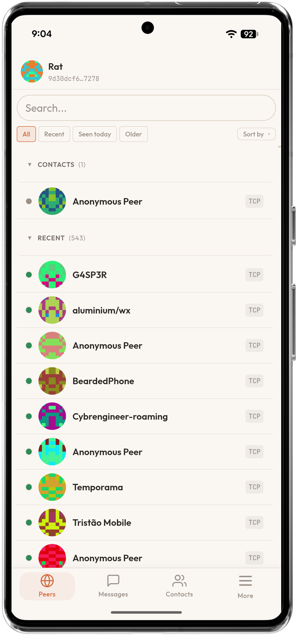 Ratspeak mobile peer directory